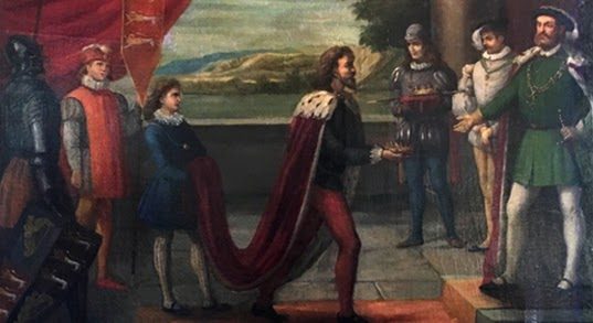 Murrough offering the crown of Thomond to Henry VIII at Greenwich